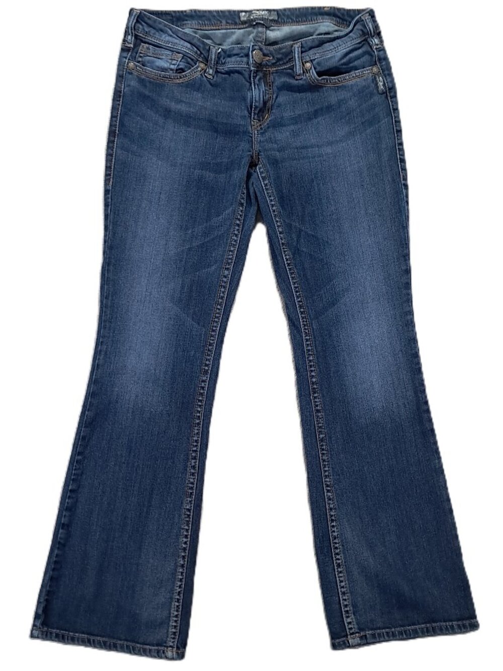 Silver Aiko Jean Women 34x31, Tag 33x33 Low Rise Bootcut Blue Denim Stretch